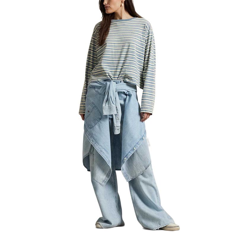 Polo Ralph Lauren Striped Jersey Cropped Long Sleeve Tee image number 3